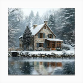 Snowy Cottage Canvas Print