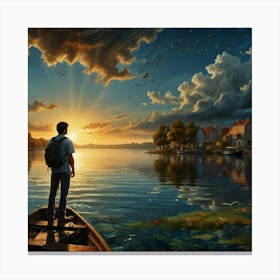 Sunset On The Lake Canvas Print