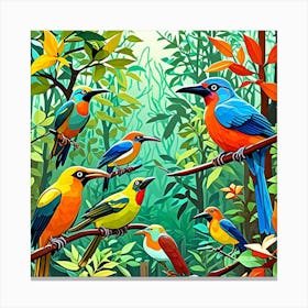 Rainforest Scene Cubism Style Canvas Print