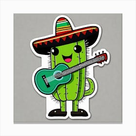 Cactus With Guitar 15 Canvas Print