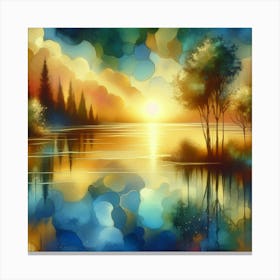 Sunset By The Lake Canvas Print