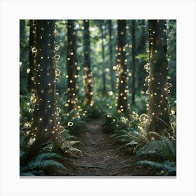 Fairy Lights In The Forest Canvas Print