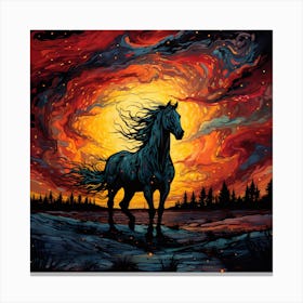 Horse At Sunset 1 Canvas Print