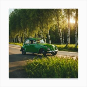 Vw Beetle In The Woods Canvas Print