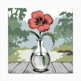 Red Flower In A Vase Canvas Print