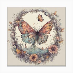 Butterfly In A Circle Canvas Print