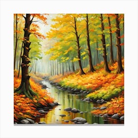 Forest In Autumn In Minimalist Style Square Composition 141 Canvas Print