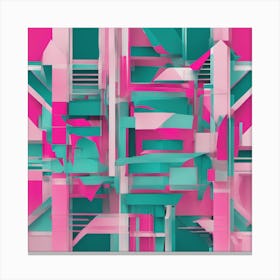 Pink and Teal Abstract Shapes Canvas Print