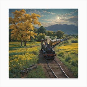 Train In The Countryside Canvas Print