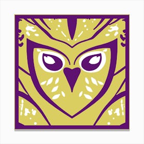 Chic Owl Purple And Yellow  Canvas Print