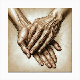 Two Hands Holding Each Other Canvas Print