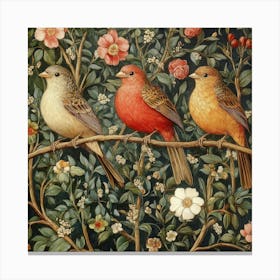 Three Birds On A Branch Art 13 Canvas Print