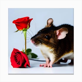 Rat with Red Rose Canvas Print