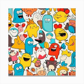 Cartoon Characters Seamless Pattern Canvas Print