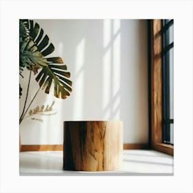 Tree Stump In A Room Canvas Print