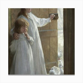 Girl And A Pigeon Canvas Print