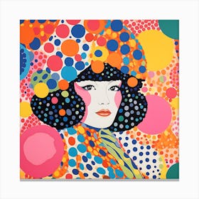 Yayoi Kusama Inspired Oriental Woman Print Design Canvas Print