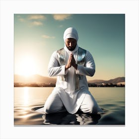 Muslim Man Praying In Water Canvas Print