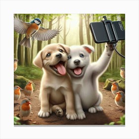 Two Dogs In The Forest Canvas Print