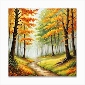 Forest In Autumn In Minimalist Style Square Composition 78 Canvas Print