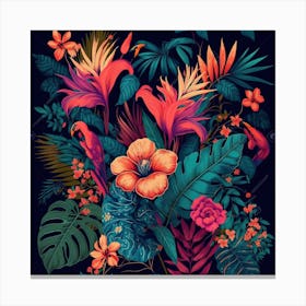 Tropical Flowers Floral Floral Pattern Pattern Canvas Print
