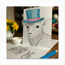 Lamb In A Top Hat Canvas Print