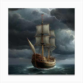 Ship In Stormy Sea.12 Canvas Print