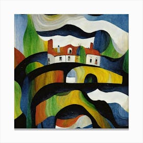 Bridge over the river surrounded by houses 17 Canvas Print