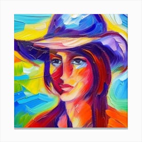 Cowgirl In Hat Canvas Print