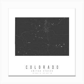 Colorado Mono Black And White Modern Minimal Street Map Square Canvas Print