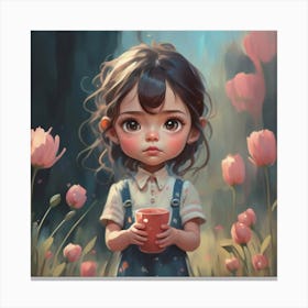 Little Girl In The Field Canvas Print