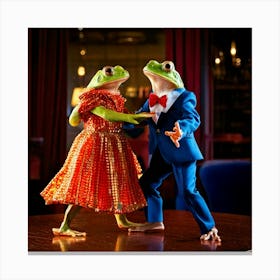 Firefly Frogs, Dancing, Tango, Female Frog, Male Frog, Argentine Restaurant, Matching Clothes, Livel (8) Canvas Print