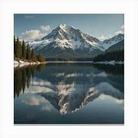 Reflection Of Mountains In A Lake 1 Canvas Print