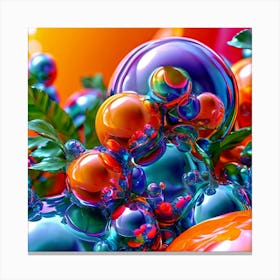 3d Bubbles Colors Dimensional Objects Illustrations Shapes Plants Vibrant Textured Spheric (20) Canvas Print