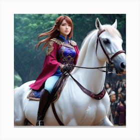 Chinese Girl On Horseback Canvas Print