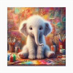 Little Artist Elephant Canvas Print