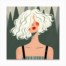 Beautiful Girl With Short White Hair Canvas Print