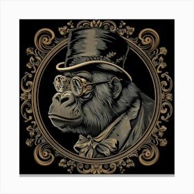 Gorilla In Top Hat Canvas Print