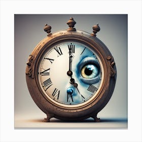 Clock With Eyes Canvas Print