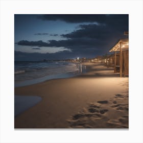 Beach Huts At Night Canvas Print