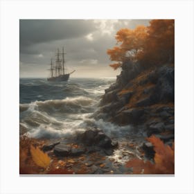 Ship In The Sea 2 Canvas Print