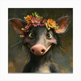 Boar In Flower Crown Lienzos