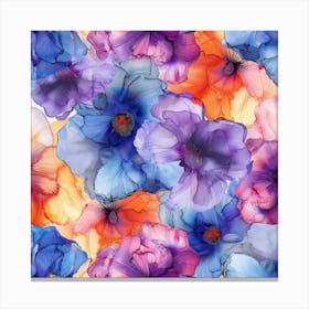 Watercolor Flowers Seamless Pattern Canvas Print