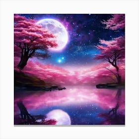 Cherry Blossoms In The Moonlight 2 Canvas Print