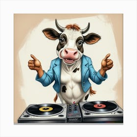 Cow Dj 7 Canvas Print