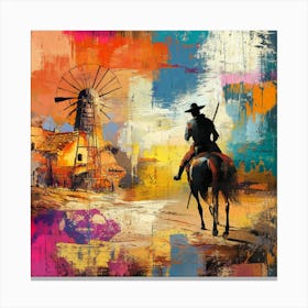 Cowboy On Horseback 1 Canvas Print