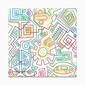 Colorful Doodles Inspired By the Egyptian culture In A Modern Abstract Style White Background 1 Canvas Print