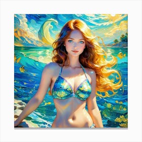 Woman In A Bikinighjj Canvas Print