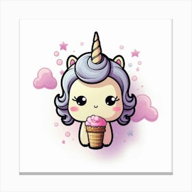 Unicorn Ice Cream Canvas Print