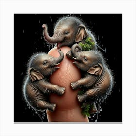 Elephants On A Finger 1 Canvas Print